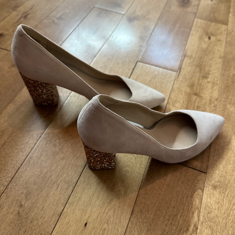 Sequin block heels